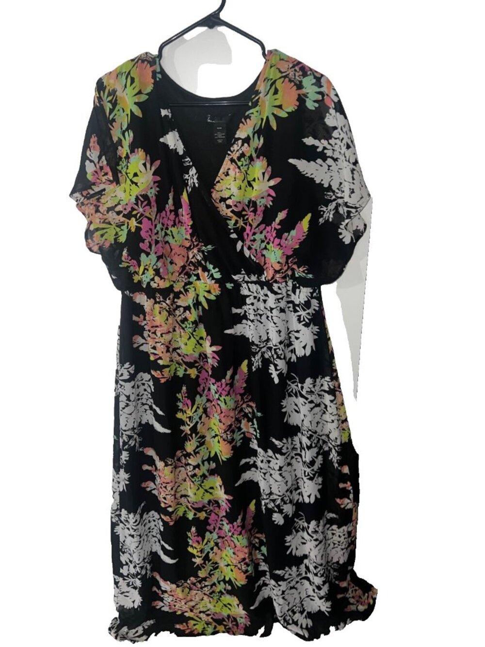 Lane Bryant lined dress plus size 18/20 short sleeve floral print maxi sheer